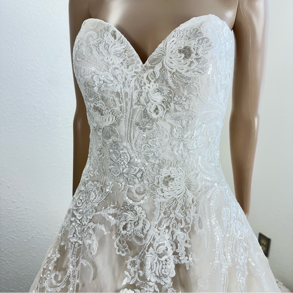 Allure Bridals Gown 9413 champagne ivory size 12 sweetheart princess - Picture 3 of 17